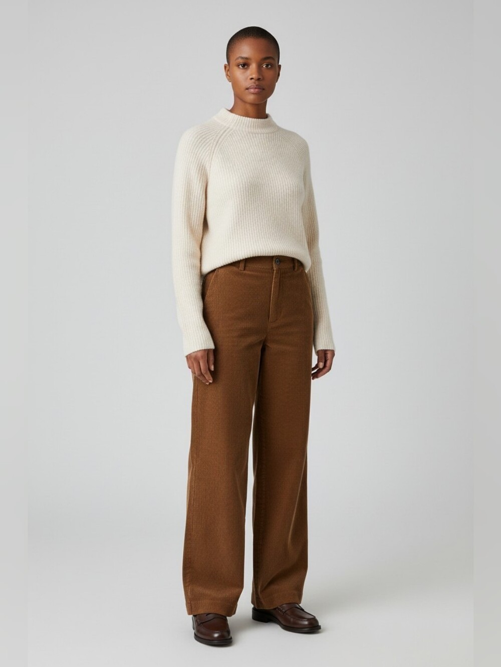 Banana Republic Cashmere Ivory Ribbed Knit Boxy Sweater M Raglan Mock Neck Cozy
